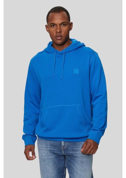 Regular Fit Kapüşonlu Erkek Sweatshirt Mavi