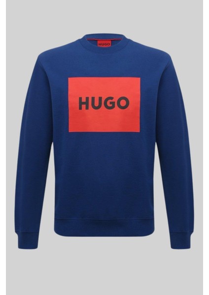 Regular Fit Bisiklet Yaka Erkek Sweatshirt Mavi
