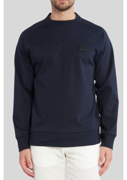 Relaxed Fit Uzun Kollu Logolu Erkek Sweatshirt Lacivert
