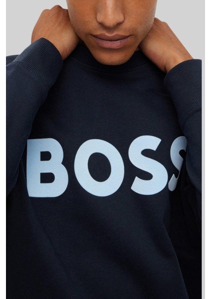 Erkek Bisiklet Yaka Sweatshirt Lacivert