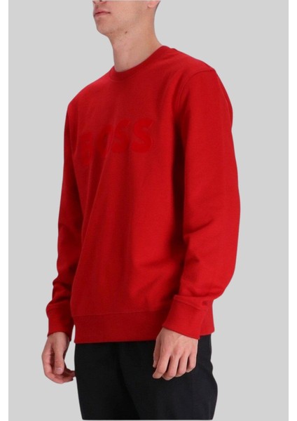 Erkek Bisiklet Yaka Sweatshirt Kırmızı