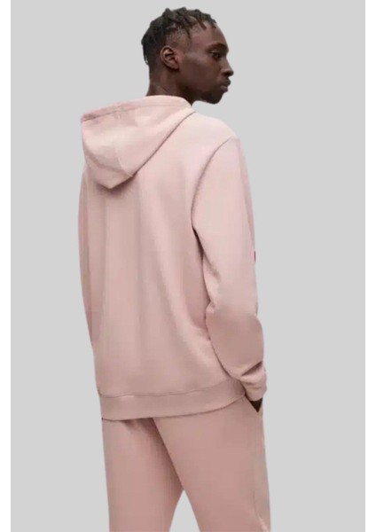 Hugo Erkek Regular Fit Logo Işlemeli Kapüşonlu Sweatshirt Pembe