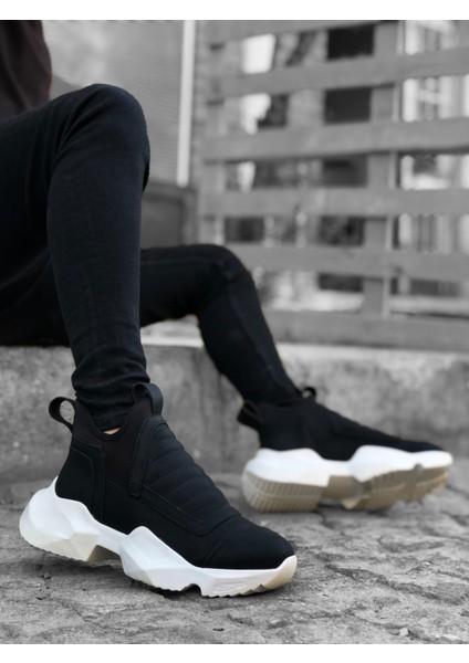 Bağcıksız Erkek Spor Bot Siyah (Beyaz Taban)