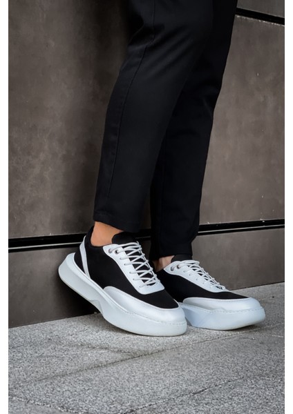 bağcıklı Erkek Spor Ayakkabı Siyah Beyaz (Beyaz Taban) modelleri