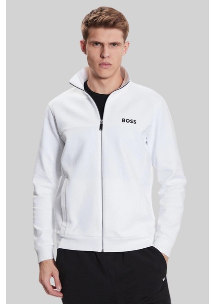 Skaz 1 Erkek Fermuarlı Sweatshirt Beyaz