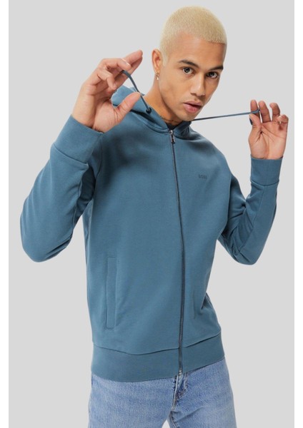 Erkek Regular Fit Seeger Kapüşonlu Sweatshirt Mavi