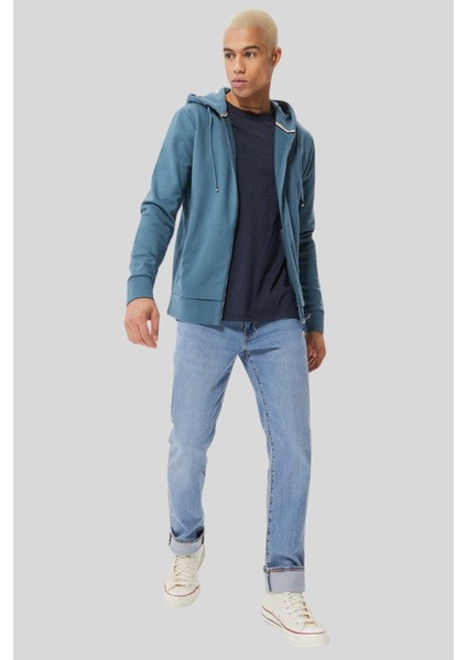 Erkek Regular Fit Seeger Kapüşonlu Sweatshirt Mavi