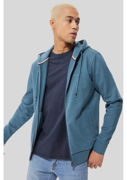 Erkek Regular Fit Seeger Kapüşonlu Sweatshirt Mavi
