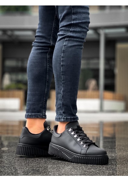 Bağcıklı Erkek Günlük Ayakkabı Siyah (Siyah Taban) fiyatları