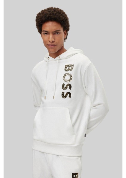 Seeger Kapüşonlu Cepli Erkek Sweatshirt Beyaz