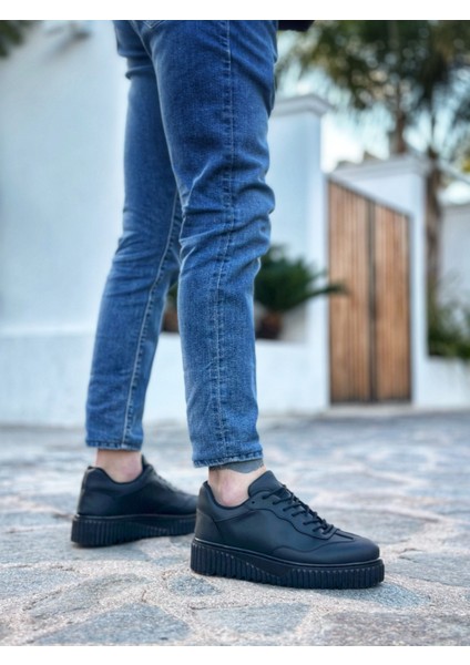Bağcıklı Erkek Günlük Ayakkabı Siyah (Siyah Taban) fiyatları