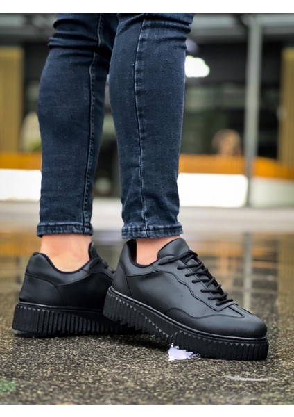 Bağcıklı Erkek Günlük Ayakkabı Siyah (Siyah Taban) indirimleri