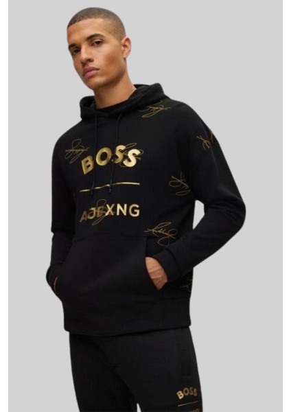 Relaxed Fit Kapüşonlu Erkek Sweatshirt Siyah