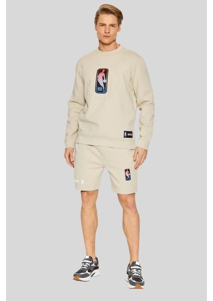 Erkek Regular Fit Nba Windmill Sweatshirt Krem