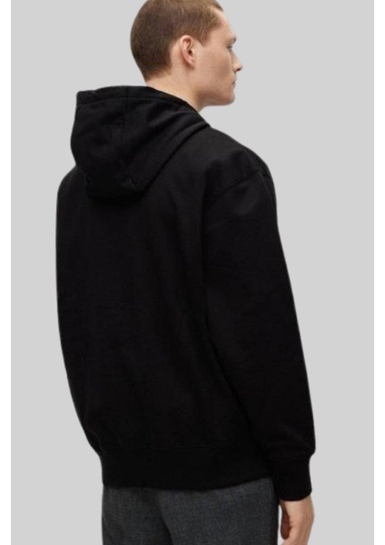 Erkek Pamuklu Kapüşonlu Sweatshirt Siyah