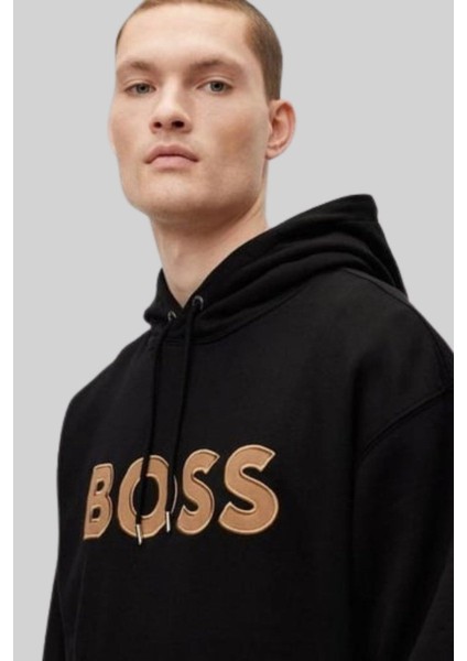 Erkek Pamuklu Kapüşonlu Sweatshirt Siyah