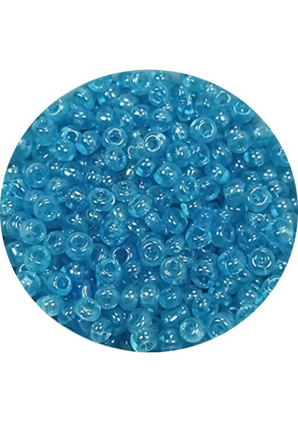 Dökme Cam Kum Boncuk (11/0) 2 mm - 60 Gram - Şeffaf Koyu Camgöbeği - BNC061