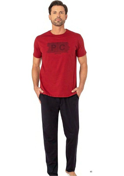 6084 Erkek Kısa Kollu Bisiklet Yaka Pijama Takım modelleri