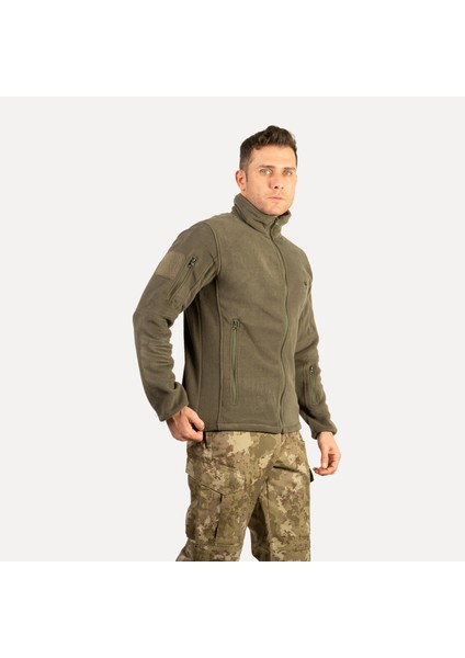 Haki 5 Cepli Polar Ceket, Rahat ve Esnek Polar Mont