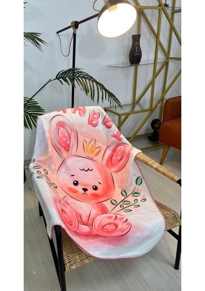 Tavşan (Rabbit) Dijital Baskı Polar Bebek Battaniye 80X110CM