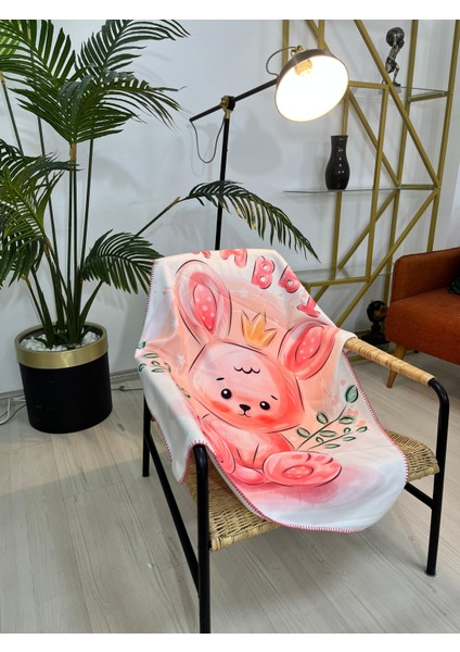 Tavşan (Rabbit) Dijital Baskı Polar Bebek Battaniye 80X110CM modelleri