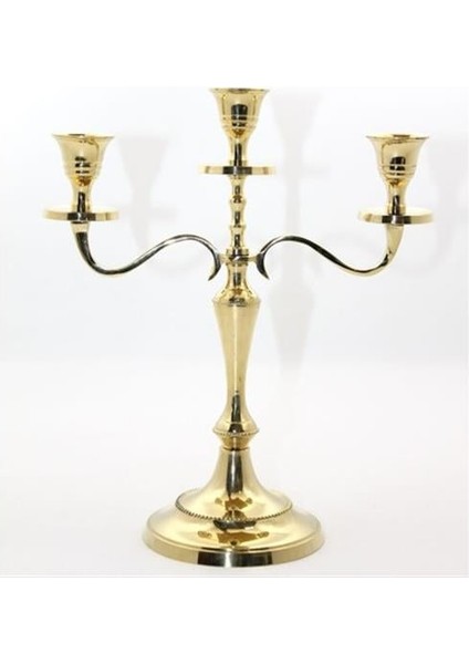 Pirinç 3'lü Şamdan Model 1