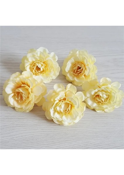 Sarı 10 Adet 5 cm Yapay Ipek Şakayık Gül Çiçek Kafa Dıy Çiçek Duvar Hediye Kutusu Scrapbooking Düğün Ev Partisi Dekorasyon (Yurt Dışından)