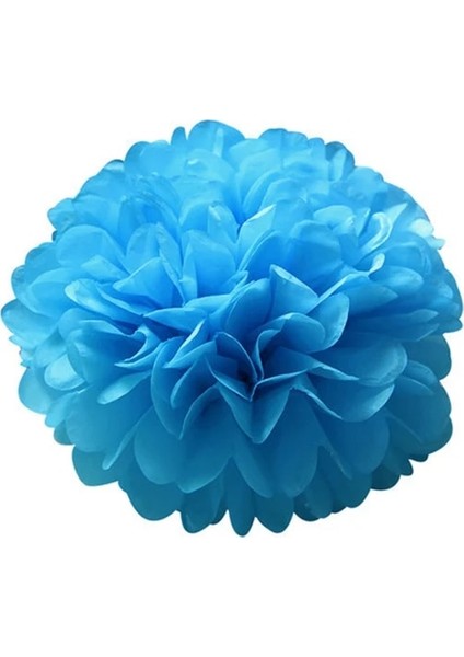 Mavi 15 cm 6 Inç 5 Adet 6''-12'' Doku Kağıt Ponpon Düğün Dekoratif Kağıt Çiçekler Topu Bebek Duş Doğum Günü Partisi Dekorasyon Kağıt Pom Poms (Yurt Dışından)