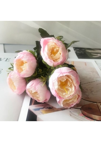 28 2022 Güzel Gül Şakayık Yapay Ipek Çiçekler Küçük Buket Flores Ev Partisi Bahar Düğün Dekorasyon Sahte Çiçek (Yurt Dışından)