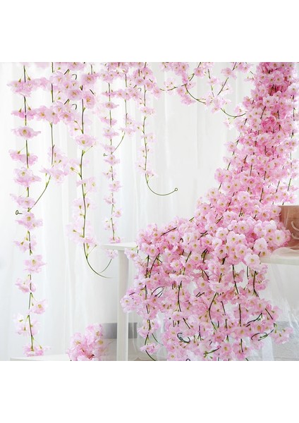 Pembe 230 cm Pembe Kiraz Çiçeği Ipek Yapay Asma Sakura Asılı Çiçekler Düğün Duvar Dekorasyonu Için Sahte Yapraklar Çelenk Çelenk (Yurt Dışından) fiyatları