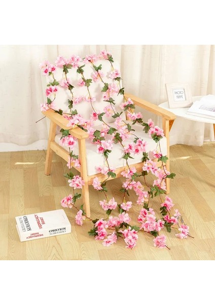 Pembe 230 cm Pembe Kiraz Çiçeği Ipek Yapay Asma Sakura Asılı Çiçekler Düğün Duvar Dekorasyonu Için Sahte Yapraklar Çelenk Çelenk (Yurt Dışından) modelleri