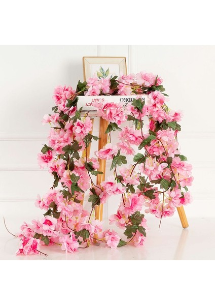 Pembe 230 cm Pembe Kiraz Çiçeği Ipek Yapay Asma Sakura Asılı Çiçekler Düğün Duvar Dekorasyonu Için Sahte Yapraklar Çelenk Çelenk (Yurt Dışından) fırsatları