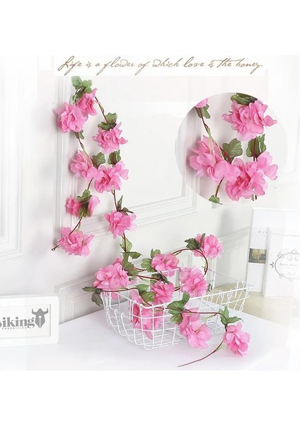 Pembe 230 cm Pembe Kiraz Çiçeği Ipek Yapay Asma Sakura Asılı Çiçekler Düğün Duvar Dekorasyonu Için Sahte Yapraklar Çelenk Çelenk (Yurt Dışından) indirimleri