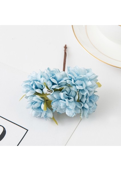 Mavi 6 Adet Yapay Çiçekler Ipek Karanfil Mini Buket Düğün Çelenkler Noel Ev Dekorasyon Için Scrapbooking Gelin Aksesuarları (Yurt Dışından)