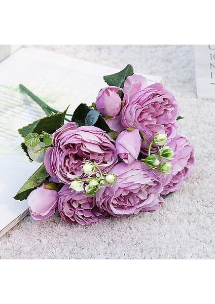 Stil 4 2022 Güzel Gül Şakayık Yapay Ipek Çiçekler Küçük Buket Flores Ev Partisi Bahar Düğün Dekorasyon Sahte Çiçek (Yurt Dışından)