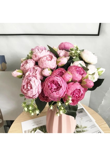 Stil 4 2022 Güzel Gül Şakayık Yapay Ipek Çiçekler Küçük Buket Flores Ev Partisi Bahar Düğün Dekorasyon Sahte Çiçek (Yurt Dışından)
