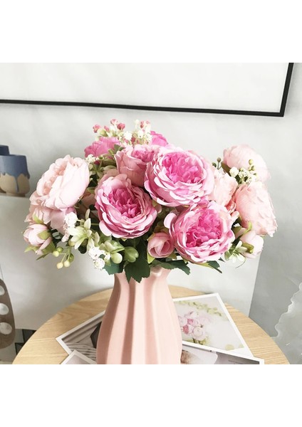 Stil 4 2022 Güzel Gül Şakayık Yapay Ipek Çiçekler Küçük Buket Flores Ev Partisi Bahar Düğün Dekorasyon Sahte Çiçek (Yurt Dışından)