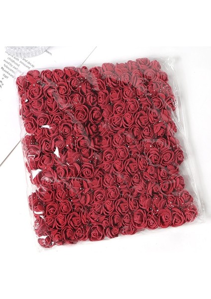 Bordo 144 Adetyapay Gül Buketi Köpük Sahte Çiçekler Ev Deco Düğün Dekorasyon Noel Dekorasyon 2023DIY Gelin Çelenk El Yapımı (Yurt Dışından)