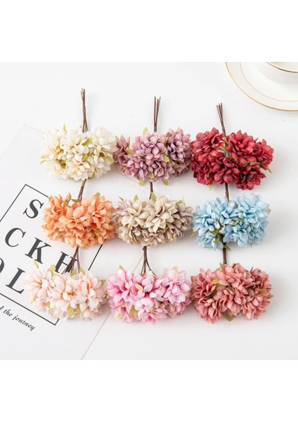 Mavi 6 Adet Yapay Çiçekler Ipek Karanfil Mini Buket Düğün Çelenkler Noel Ev Dekorasyon Için Scrapbooking Gelin Aksesuarları (Yurt Dışından)