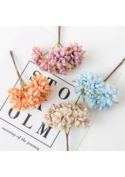 Mavi 6 Adet Yapay Çiçekler Ipek Karanfil Mini Buket Düğün Çelenkler Noel Ev Dekorasyon Için Scrapbooking Gelin Aksesuarları (Yurt Dışından)