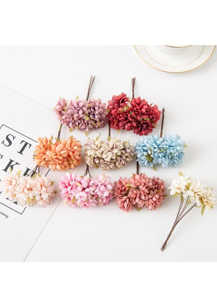 Mavi 6 Adet Yapay Çiçekler Ipek Karanfil Mini Buket Düğün Çelenkler Noel Ev Dekorasyon Için Scrapbooking Gelin Aksesuarları (Yurt Dışından)