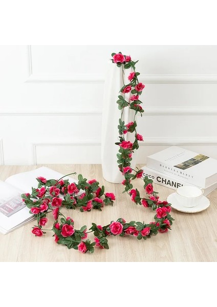 Gül Kırmızı 2.2 Metre Gül Yapay Çiçekler Noel Çelenk Düğün Ev Odası Dekorasyon Için Bahar Sonbahar Bahçe Dıy Sahte Bitki Asma (Yurt Dışından)
