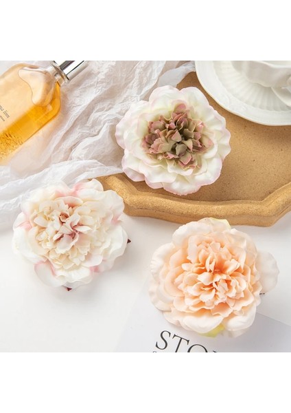 Açık Gri 10 Parça 10PC Yapay Çiçekler Ev Dekorasyonu Düğün Bahçe Gül Kemer Şeker Kutusu Kek Malzemesi Ipek Dahlias Sahte Şakayık Noel Çelenk (Yurt Dışından)