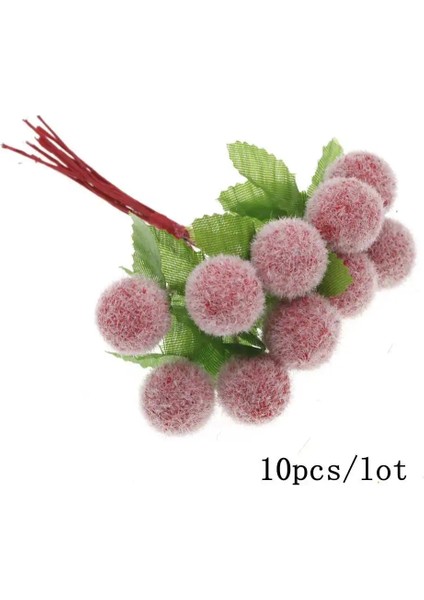 Stil 10 5/6/8/10/12/50/70/90 Adet Mini Kırmızı Yapay Çiçekler Ercik Meyveleri Paketi Dıy Noel Düğün Pastası Hediye Kutusu Çelenkler Dekorasyon (Yurt Dışından)