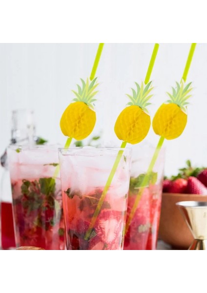 Meyve 50 Adet 25/50 Adet Flamingo Ananas Pipet Hawaii Plaj Tropikal Doğum Günü Partisi Dekorasyon Yaz Havuz Partisi Düğün Malzemeleri (Yurt Dışından) fırsatları