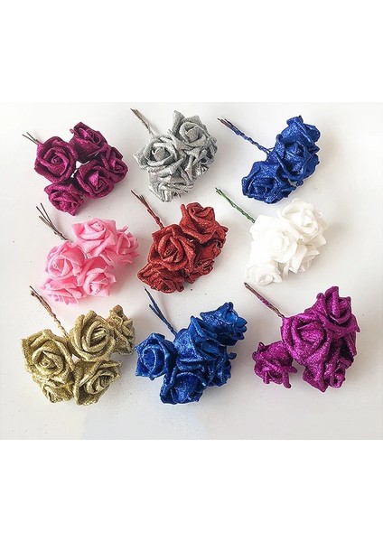 Sarı 5 Adet 6 cm 20/10/5 Adet Yeni Glitter Köpük Gül Yapay Çiçek Düğün Gelin Buketi Dekorasyon Ev Dekoratif Sahte Çiçek Buketi (Yurt Dışından)