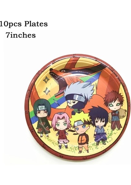 PLATES-10PCS Uzumaki Narutoed Ninja Anime Karikatür Oyunu Parti Malzemeleri Çocuklar Doğum Günü Partisi Tek Kullanımlık Sofra Masa Örtüsü Bebek Duş Dekor (Yurt Dışından)