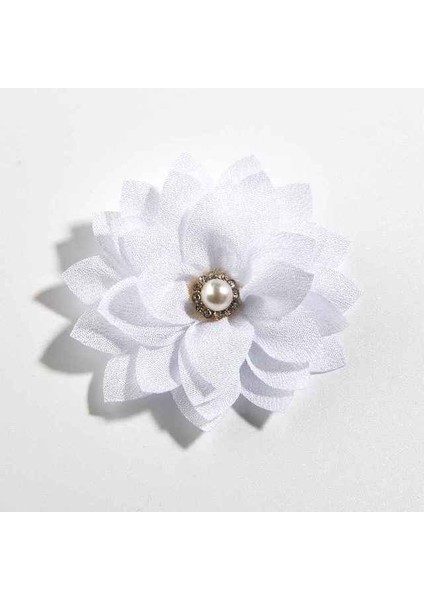Beyaz 10 Adet 5.5 cm 2.1 "küçük Katmanlı Yapay Kumaş Çiçek Düğün Butik Şifon Lotus Parti Zanaat Ev Saç Aksesuarları (Yurt Dışından)