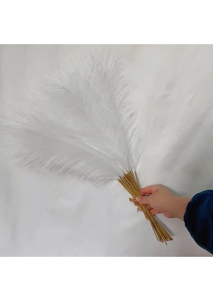 Beyaz 1pc 1/5/10/20PCS 55 cm Mini Sahte Pampas Çim Yapay Görkemli Çim Vazo Dolgu Çiçek Ev Oturma Odası Mutfak Düğün Boho Dekor (Yurt Dışından)