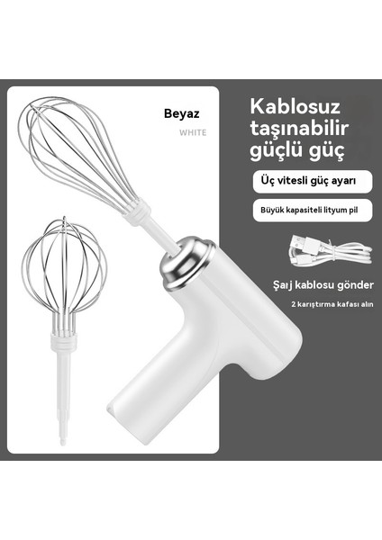 Blender Ev Krem Kablosuz Elektrikli Otomatik Dağıtıcı Kek Pişirme El Şarj (Yurt Dışından)